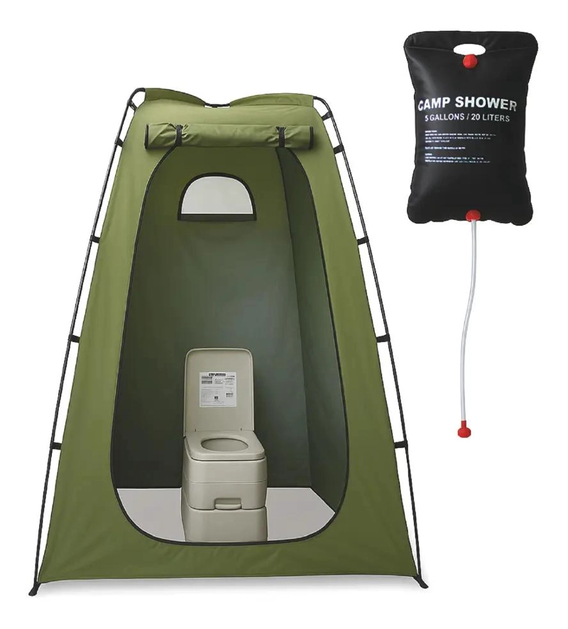 CARPA PORTATIL 3 EN 1 CON BAÑO Y DUCHA SOLAR PARA CAMPING - 1