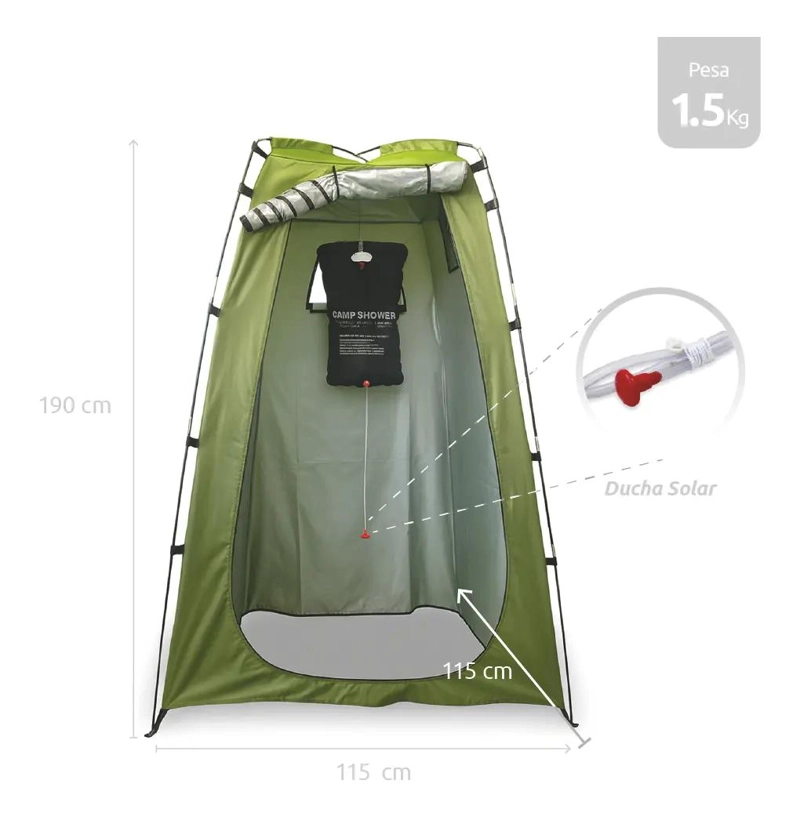 CARPA PORTATIL 3 EN 1 CON BAÑO Y DUCHA SOLAR PARA CAMPING - 2