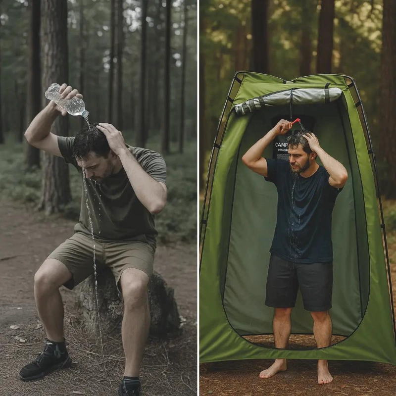 CARPA PORTATIL 3 EN 1 CON BAÑO Y DUCHA SOLAR PARA CAMPING - 4