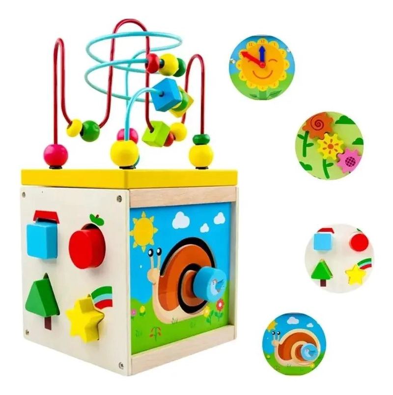 CUBO DIDACTICO DE MADERA PARA BEBE S - 1