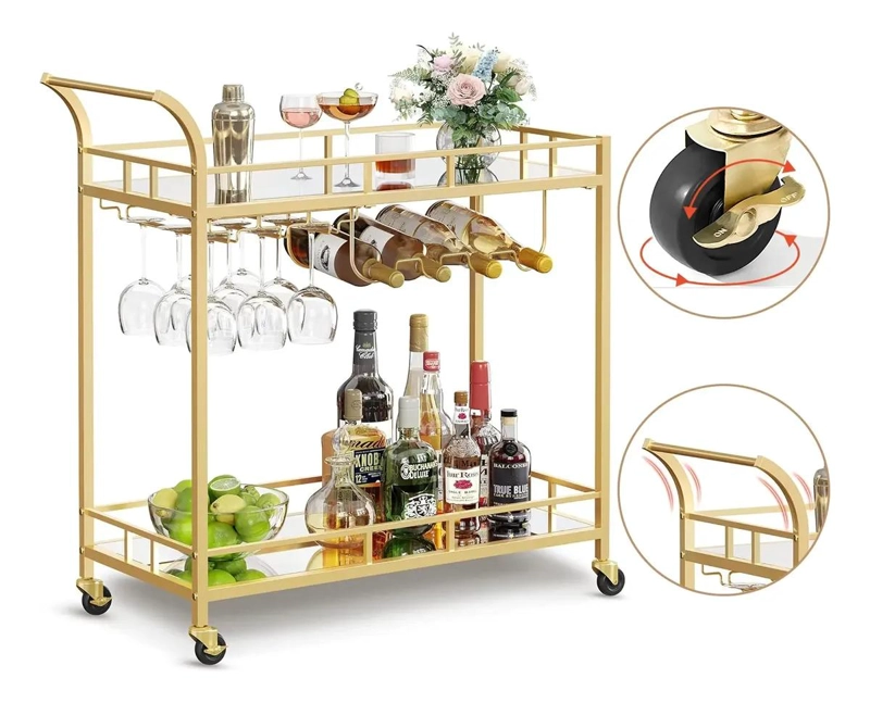 CARRO BAR COCINA ORGANIZADOR 2 NIVELES ACERO CON RUEDAS - 1