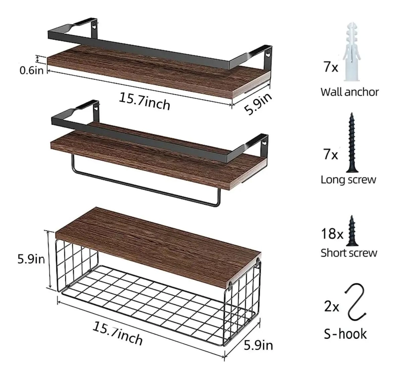 KIT DE 3 REPISAS FLOTANTES PARA PARED - 3