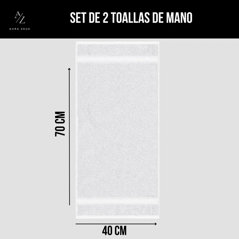 SET DE 2 TOALLAS DE MANO ALGODON 70X40 CM 500 GSM - 2