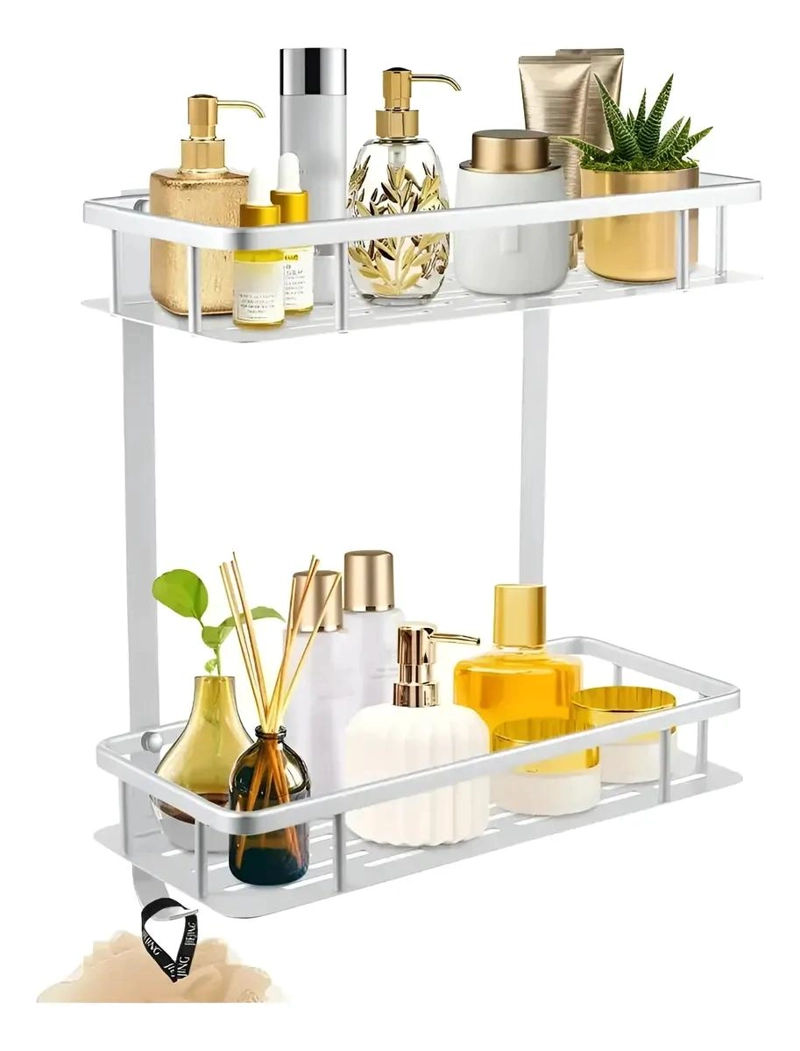 REPISA DE PARED PARA BAÑO CON 2 NIVELES DE ALUMINIO - 1