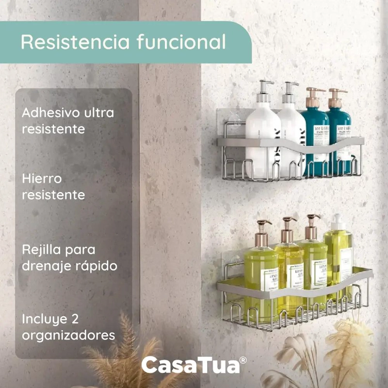 SET 2 REPISAS ADHESIVAS INOXIDABLE PARA DUCHA - 3
