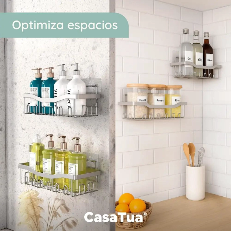 SET 2 REPISAS ADHESIVAS INOXIDABLE PARA DUCHA - 4