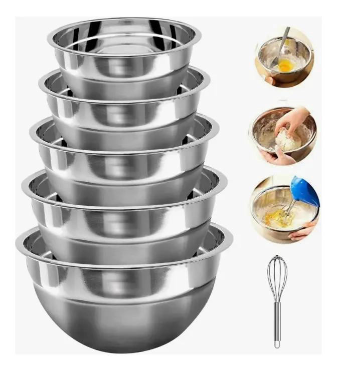 SET 5 BOWLS DE ACERO INOXIDABLE PARA COCINA - 1