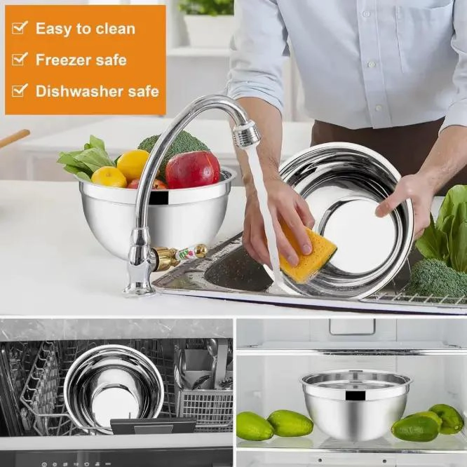 SET 5 BOWLS DE ACERO INOXIDABLE PARA COCINA - 2