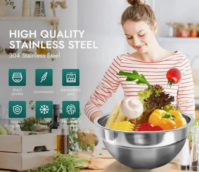 SET 5 BOWLS DE ACERO INOXIDABLE PARA COCINA - 3