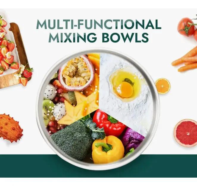SET 5 BOWLS DE ACERO INOXIDABLE PARA COCINA - 5