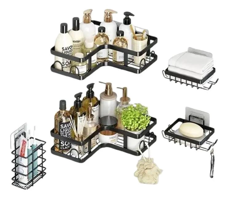 SET ORGANIZADOR DE DUCHA ESQUINERO 5 PIEZAS ADHESIVO - 1