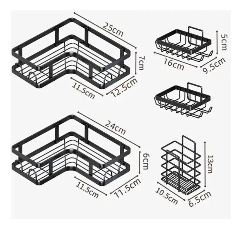 SET ORGANIZADOR DE DUCHA ESQUINERO 5 PIEZAS ADHESIVO - 2