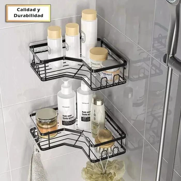 SET ORGANIZADOR DE DUCHA ESQUINERO 5 PIEZAS ADHESIVO - 4
