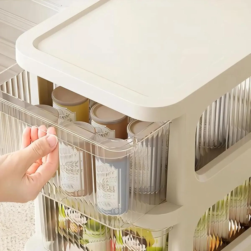 CARRITO ORGANIZADOR CON RUEDAS Y 2 CAJONES BEIGE - 2