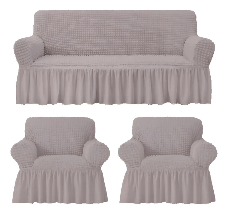 FUNDA PARA SOFA 3 CUERPOS Y 2 INDIVIDUALES ALGODON ELAST - 1