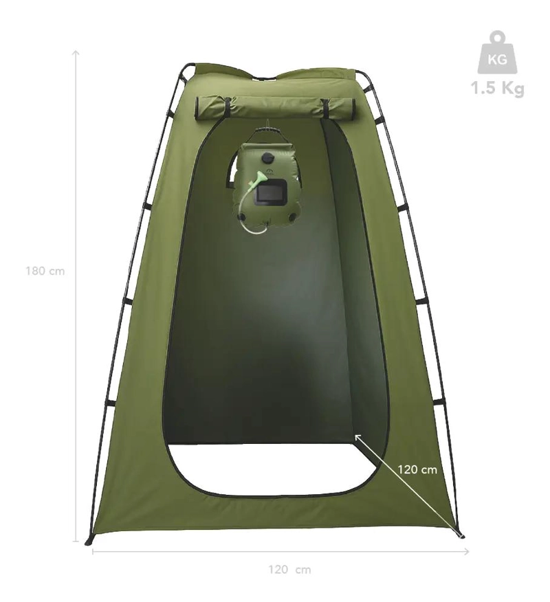 CARPA PROBADOR BAÑO PORTATIL CON DUCHA SOLAR VERDE - 2