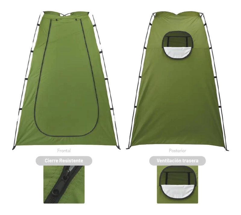 CARPA PROBADOR BAÑO PORTATIL CON DUCHA SOLAR VERDE - 3
