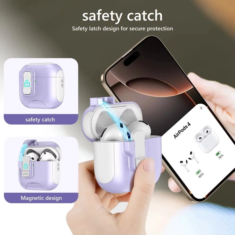 FUNDA PROTECTORA REFORZADA CON BLOQUEO PARA AIRPODS PRO 3 - 2