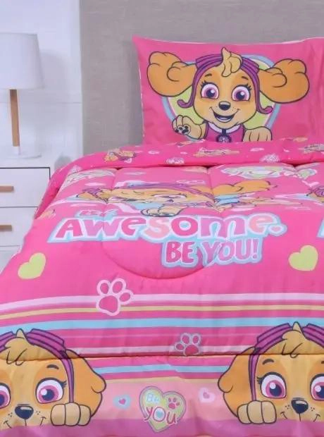 PLUMON REVERSIBLE Y SABANA PAW PATROL ROSA PACK AHORRO - 1