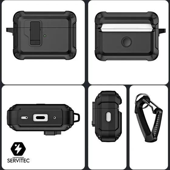 FUNDA PROTECTORA 360° PARA AIRPODS PRO 2 CON CLIP - 2