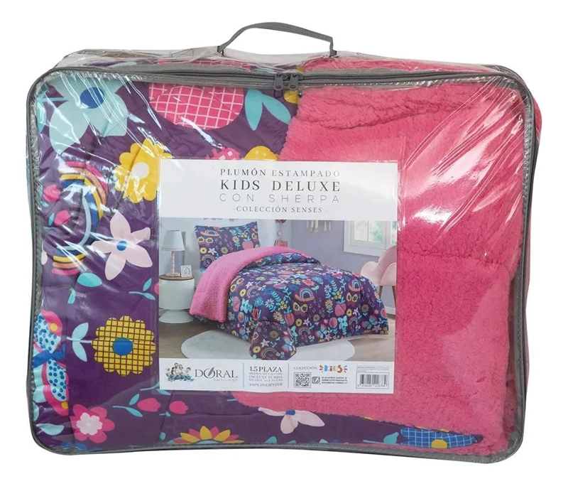 PLUMON INFANTIL ESTAMPADO FLORES SHERPA VIOLETA - 2