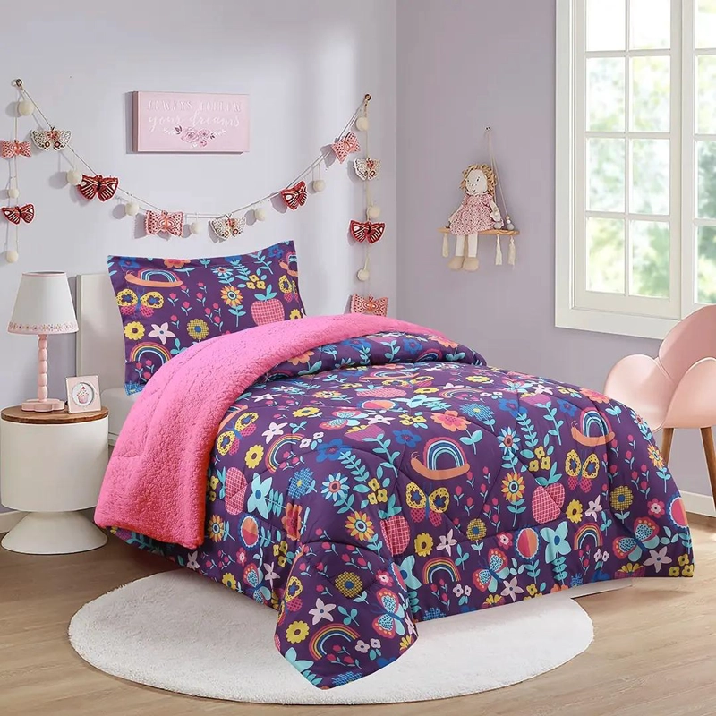 PLUMON INFANTIL ESTAMPADO FLORES SHERPA VIOLETA - 3