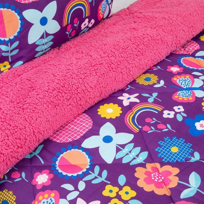 PLUMON INFANTIL ESTAMPADO FLORES SHERPA VIOLETA - 4