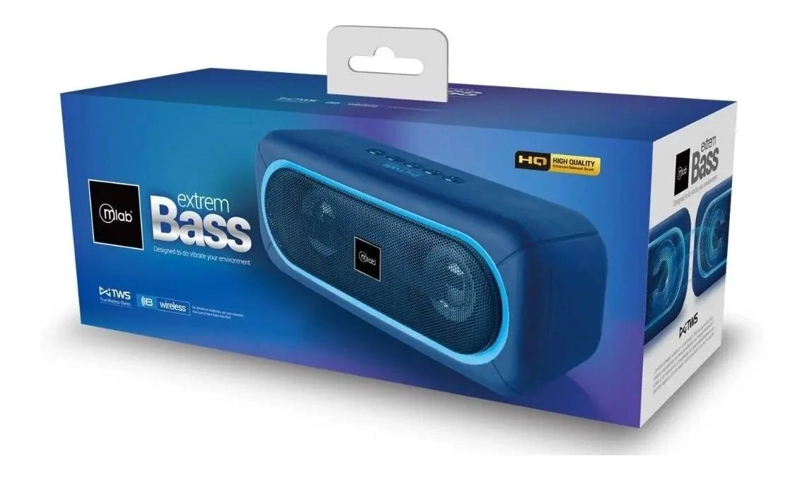 PARLANTE BLUETOOTH EXTREM-BASS TWINS AZUL - 3