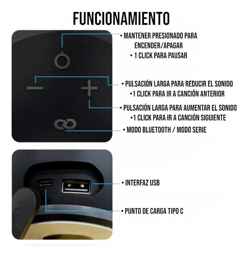 PARLANTE BLUETOOTH PORTATIL CON LUCES RGB Y BATERIA RECAG - 2