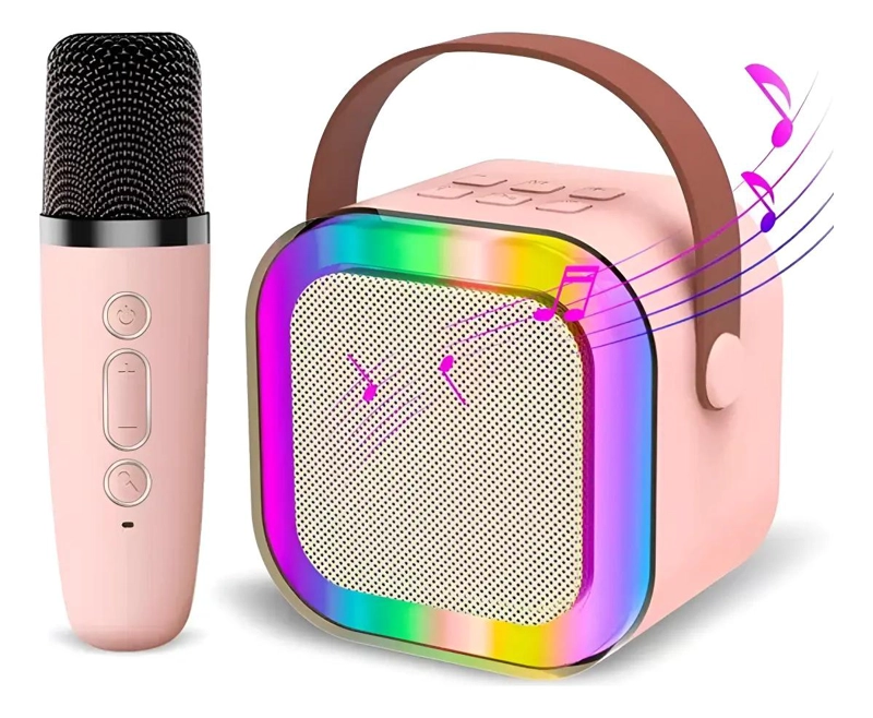 MINI PARLANTE PORTATIL CON MICROFONO Y LUCES LED - 1