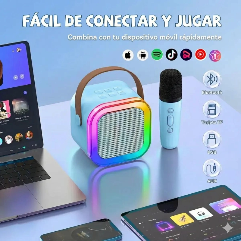 MINI PARLANTE KARAOKE BLUETOOTH CON MICROFONO INALAMBRICO - 3