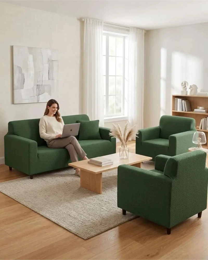 PACK FUNDAS ELASTICAS PARA SOFA TELA TEXTURIZADA 3+1+1 - 2