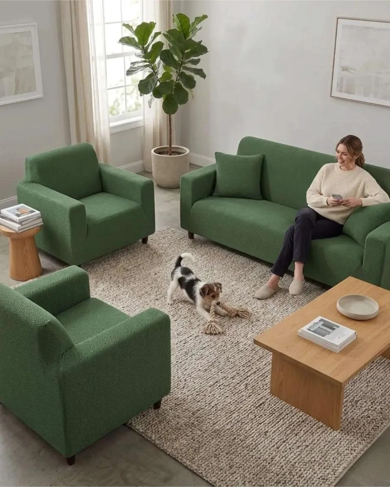 PACK FUNDAS ELASTICAS PARA SOFA TELA TEXTURIZADA 3+1+1 - 3