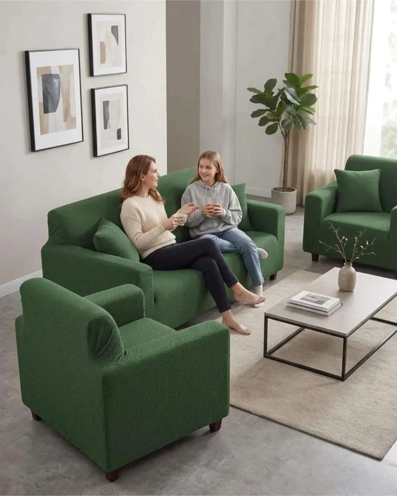 PACK FUNDAS ELASTICAS PARA SOFA TELA TEXTURIZADA 3+1+1 - 5