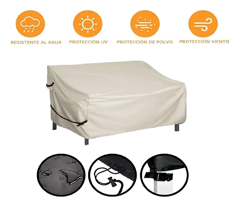 FUNDA IMPERMEABLE PARA SOFA 3 CUERPOS BEIGE OXFORD 600D - 3