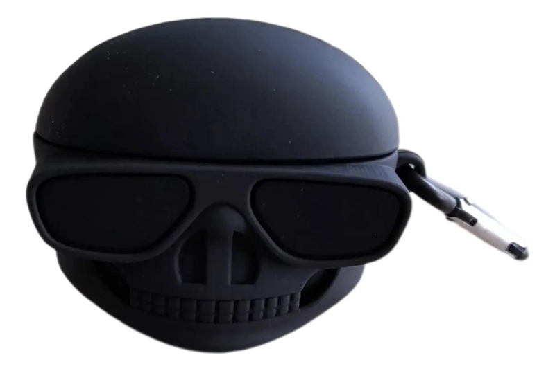 FUNDA PROTECTORA NEGRA CON DISEÑO SKULL PARA AIRPODS PRO - 1