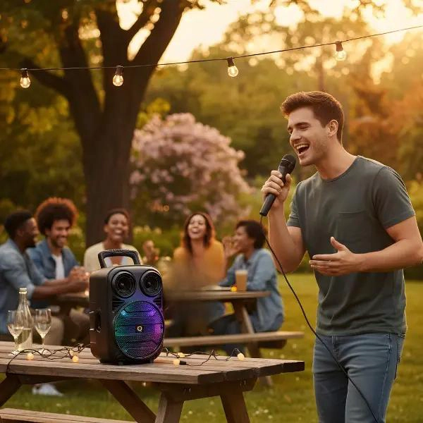 PARLANTE BLUETOOTH 6.5' CON MICROFONO KARAOKE - 4