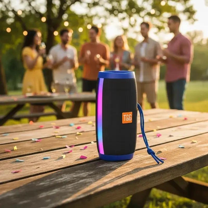 PARLANTE BLUETOOTH PORTATIL CON LUCES LED RGB Y RADIO FM - 2