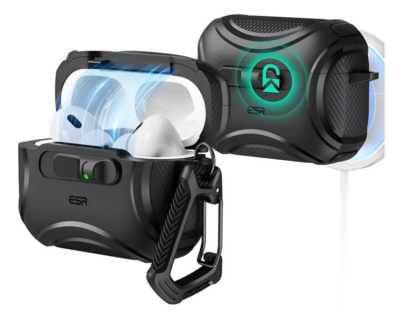 CARCASA PROTECTORA NEGRA PARA AIRPODS PRO 3 CON CIERRE - 1