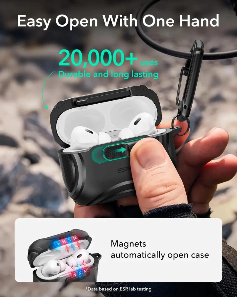 CARCASA PROTECTORA NEGRA PARA AIRPODS PRO 3 CON CIERRE - 5