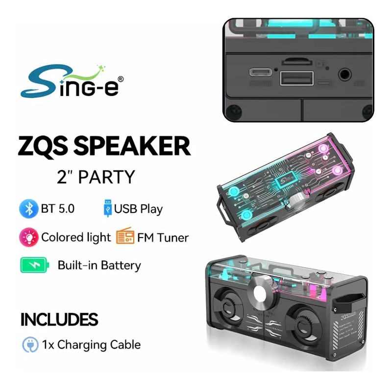 PARLANTE BLUETOOTH PORTATIL CON RADIO FM - 2