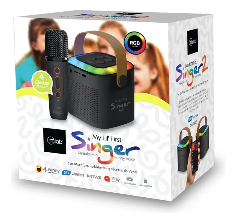 PARLANTE KARAOKE INFANTIL CON MICROFONO Y LUZ RGB - 2