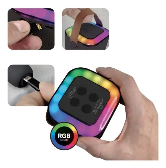 PARLANTE KARAOKE INFANTIL CON MICROFONO Y LUZ RGB - 4