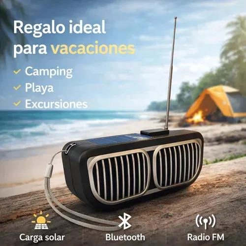 RADIO PARLANTE PORTATIL BLUETOOTH CON CARGA SOLAR Y LINTE - 4