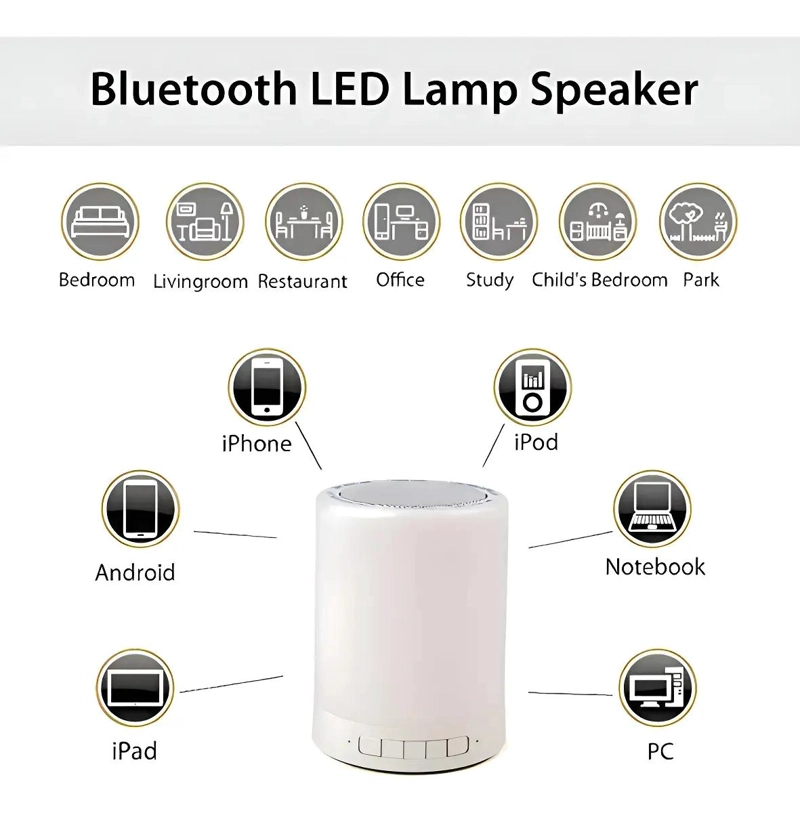 PARLANTE BLUETOOTH RECARGABLE CON LUZ LED - 4