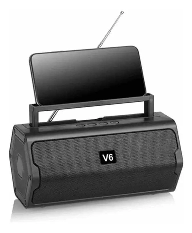 PARLANTE BLUETOOTH RECARGABLE V6 NEGRO - 1