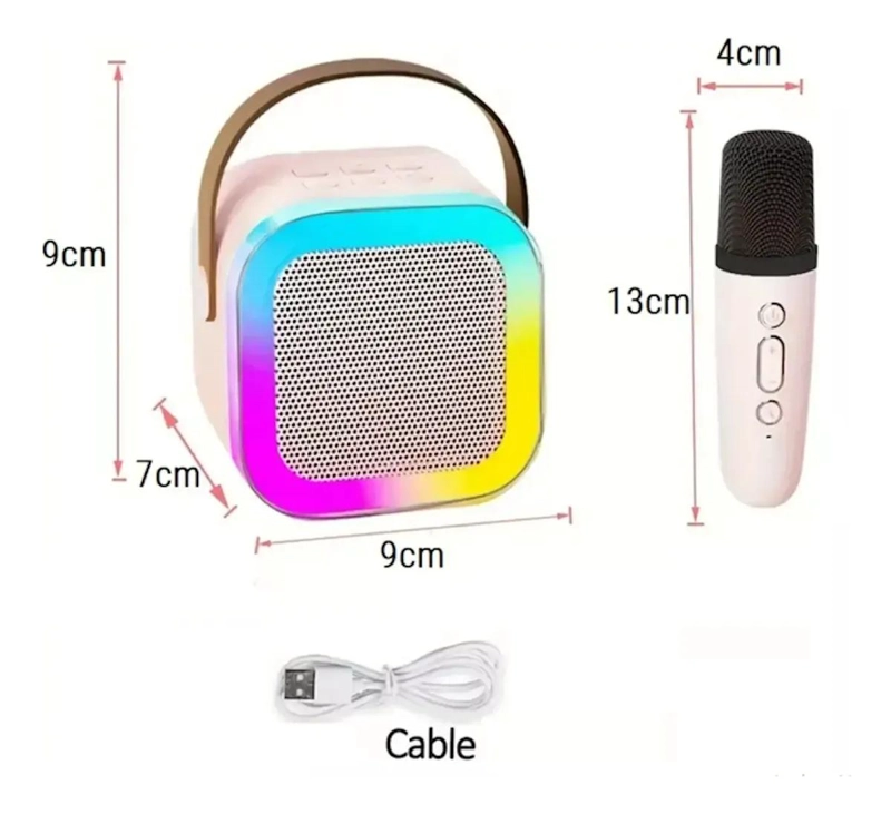 PARLANTE KARAOKE PORTATIL CON MICROFONO Y LUCES LED RGB - 5