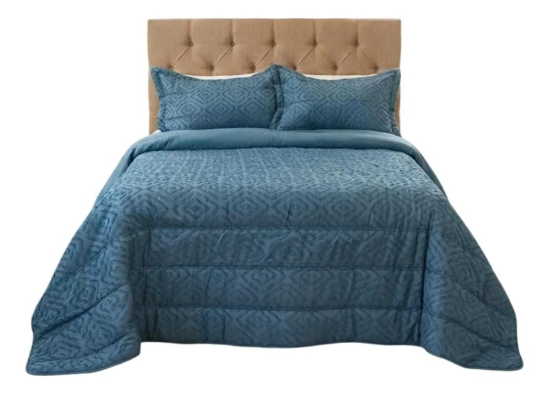 PLUMON LIGERO JACQUARD 2 PLAZAS AZUL - 3