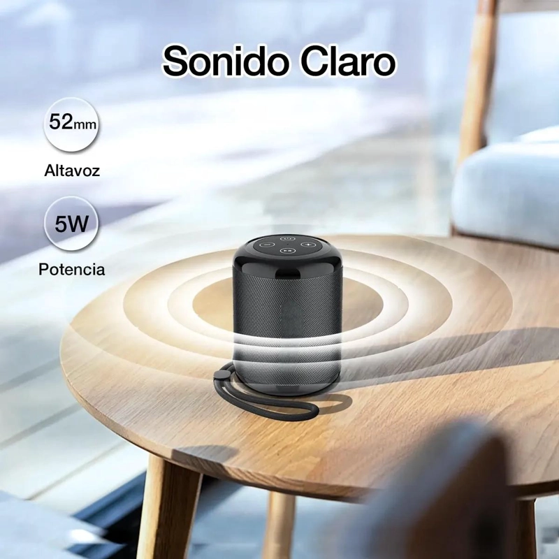 PARLANTE BLUETOOTH PORTATIL NEGRO CON BASS POTENTE - 2