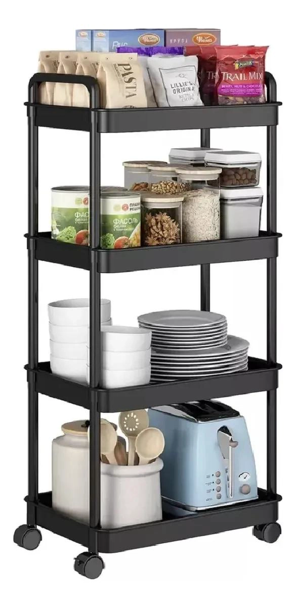 CARRITO ORGANIZADOR METALICO 4 NIVELES CON RUEDAS Y ASA - 1